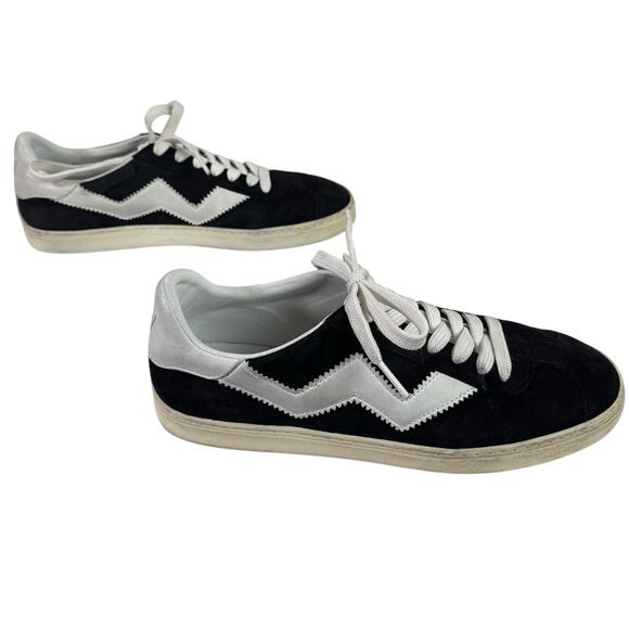 Stuart Weitzman Women's 8B Black & White Suede Leather Daryl Sneakers Shoes - Picture 3 of 8
